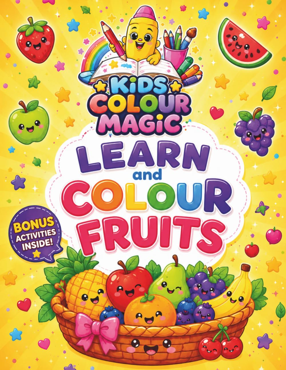 Learn And Colour Fruits: A copy colouring book