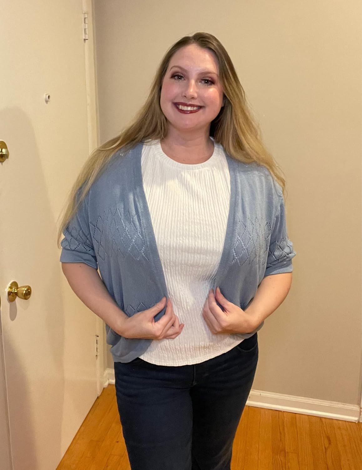 Zeagoo Womens 2026 Lightweight Crochet Cardigan Sweaters Open Front 3/4 Sleeve Knit Kimono Summer Boho Cover Up - Image 4