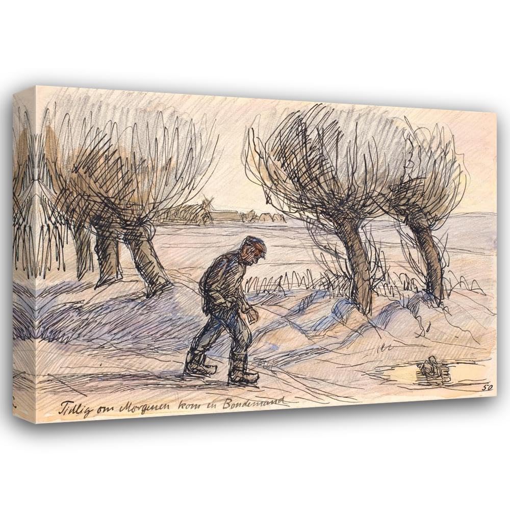 Fritz Syberg 37x28 Extra Large Gallery Wrapped Canvas Museum Art Print Titled: Early in the Morning Came a Peasant (1927-1928)