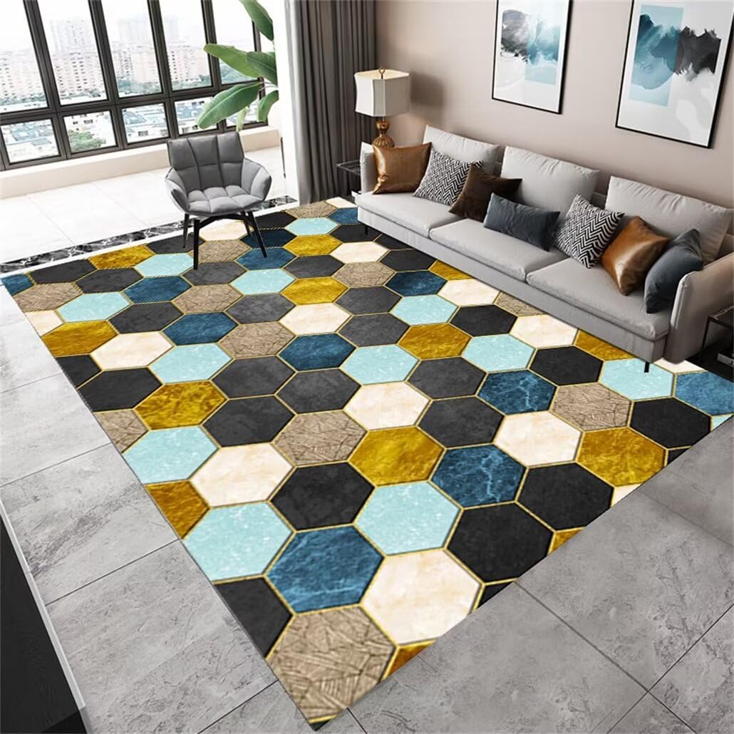 Tapis de cuisine antidérapant lavable 180x220cm à motif géométrique