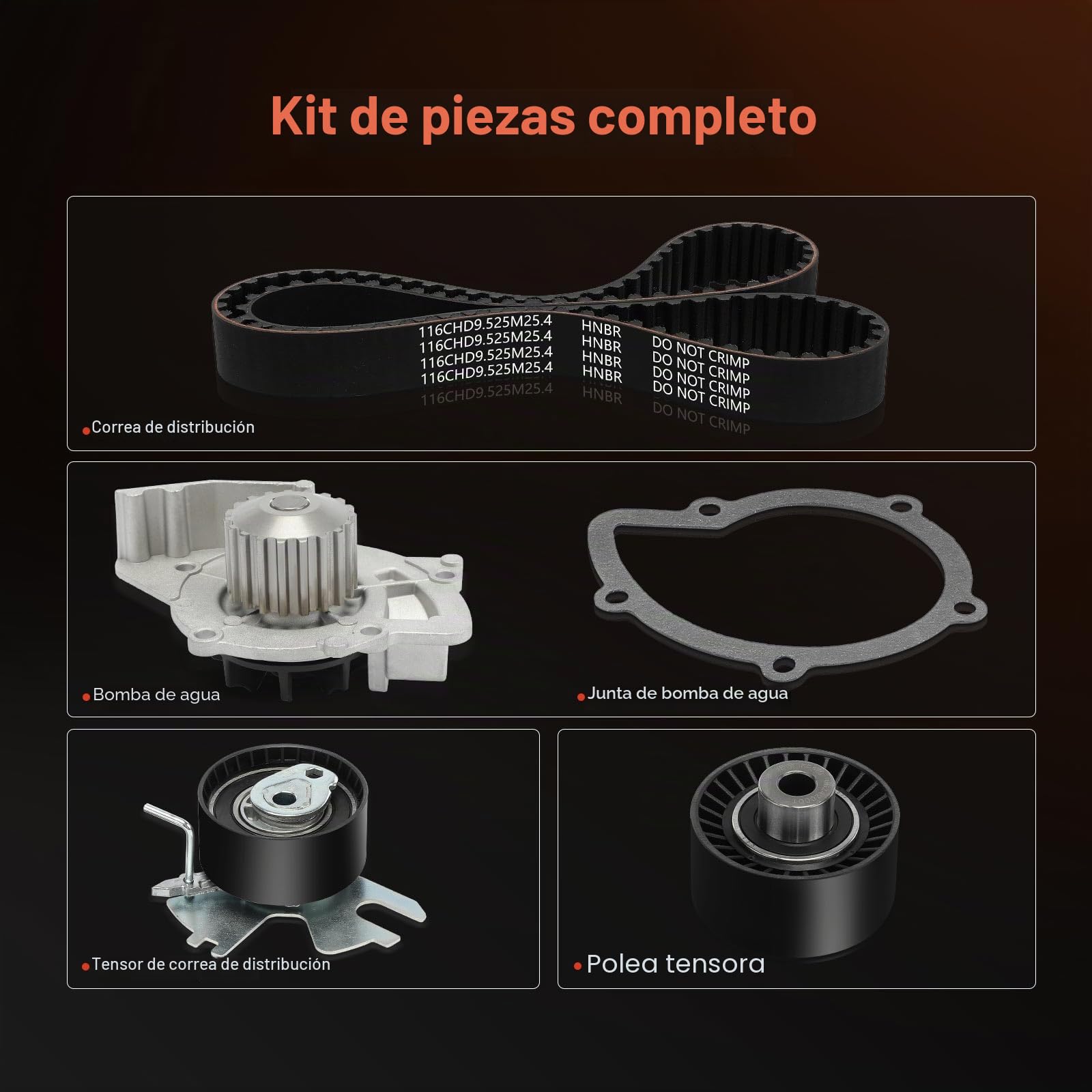 Frankberg Kit de correa de distribución correa de distribución con bomba | Compatible con: VF7 nervioso, S40 II 544, 607 9D 9U, S-Max WA6, V50 545, Caja/familiar Focus II, Ulises 179