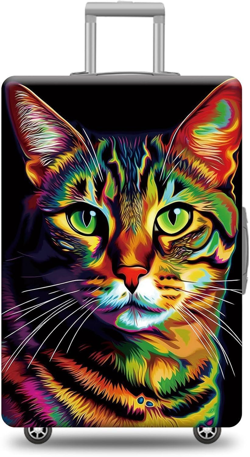 Personalized Luggage Cover Cute American Shorthair Bengal Cat Suitcase Protector Washable Elastic Baggage Cover For Pet Lovers Fits 18"-32" Luggage Style 6