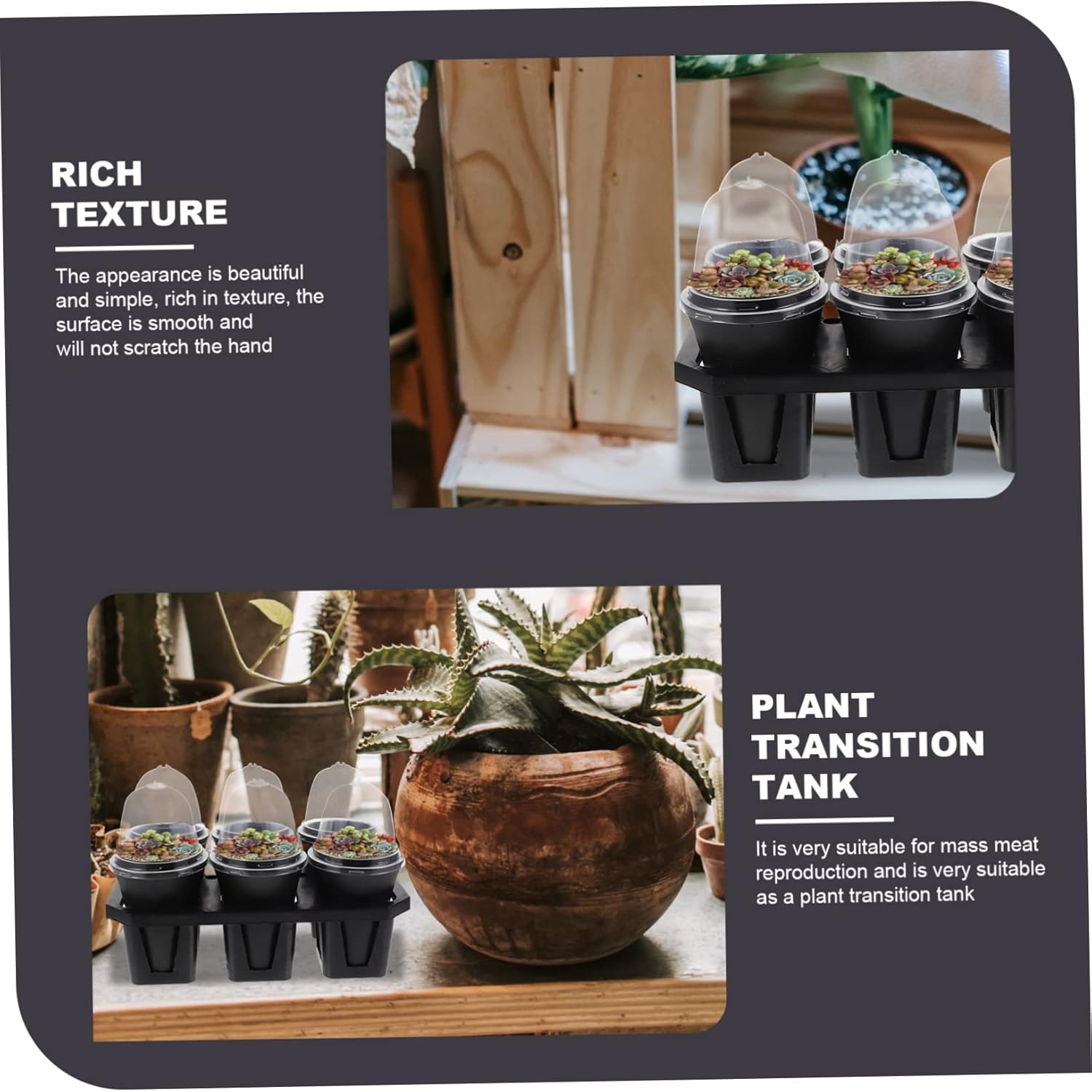 POPETPOP Round Humidity Dome Nursery Pots with Base Stuffy Planting Planter for Indoor Gardening Plastic Flower Plant Pots for Succulents and Cactus