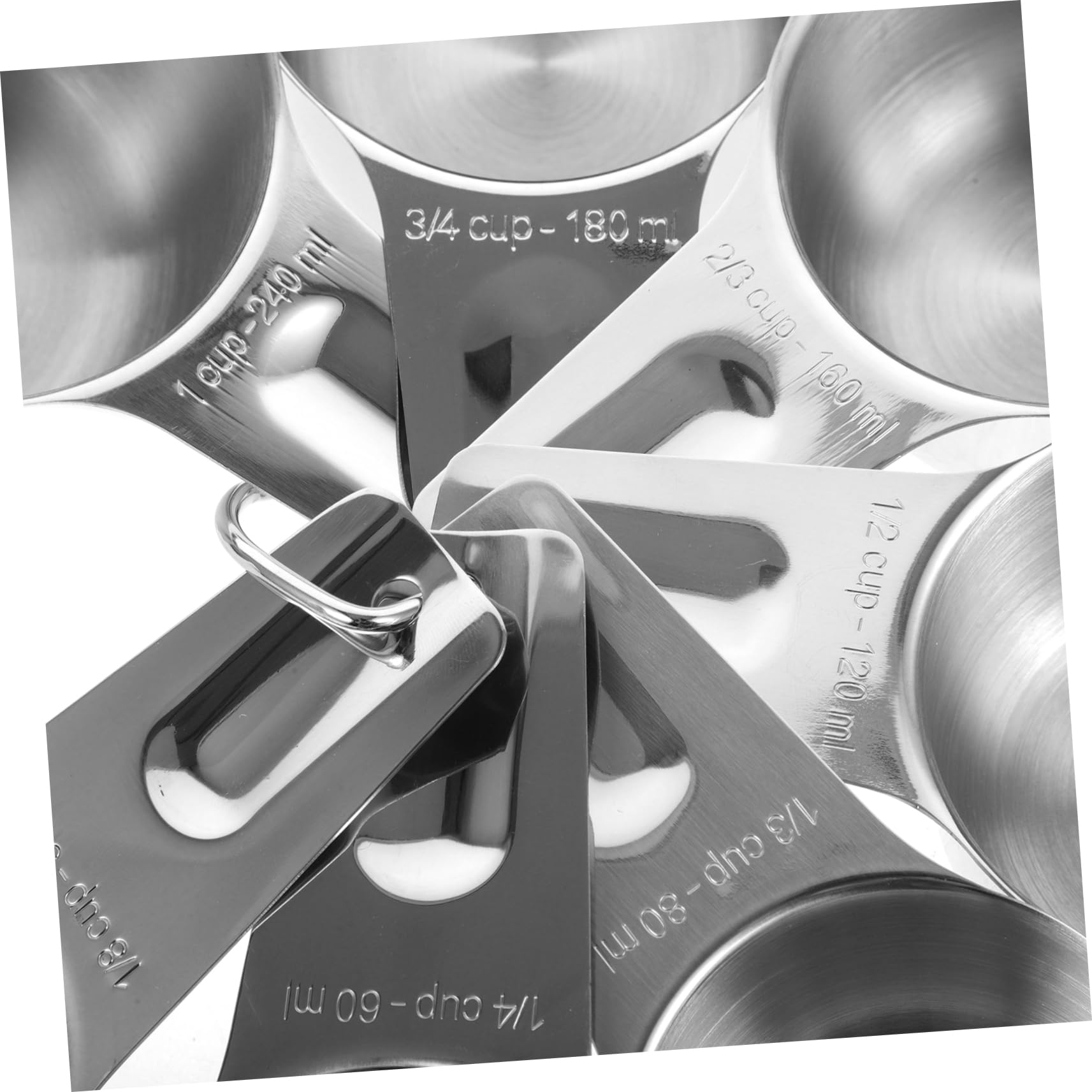 Zerodeko Ensemble de Tasses à Mesurer Finition Élégante et Polyvalente en Acier Inoxydable avec Capacité Précise 30ml à 240ml Cuisine et Pâtisserie