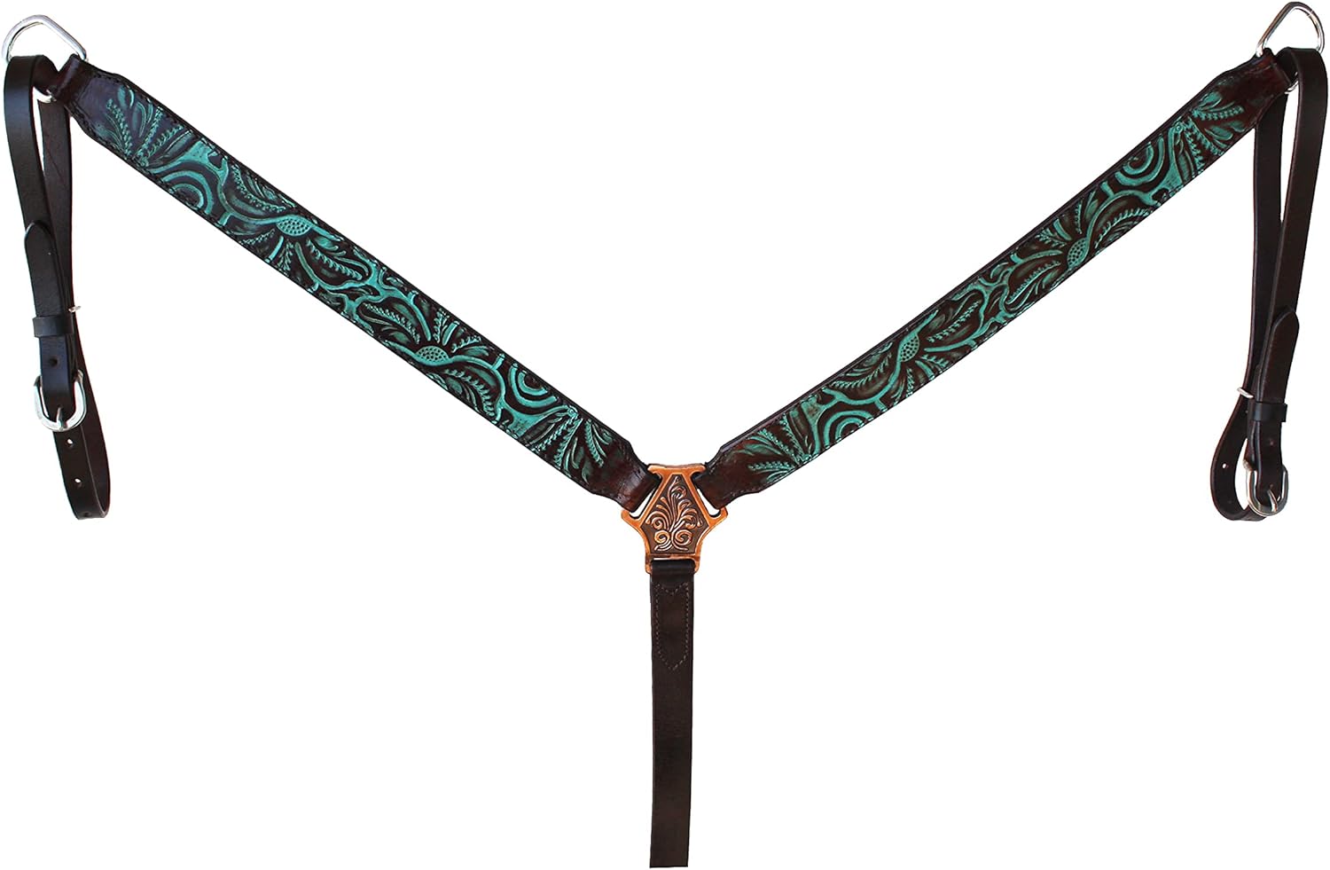 CHALLENGER Horse Western Feather Tooled Browband Bridle & Breast Collar Set Black 78FK02B : Sports & Outdoors