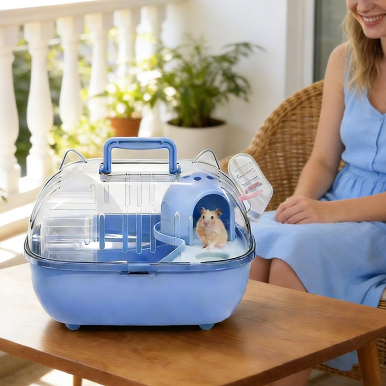 Cage de transport pour hamster – Cage de sortie avec housse transparente | Caisse de transport pour petits animaux de compagnie, pour rongeurs, lézards, sorties courtes – voiture, pique-nique à la