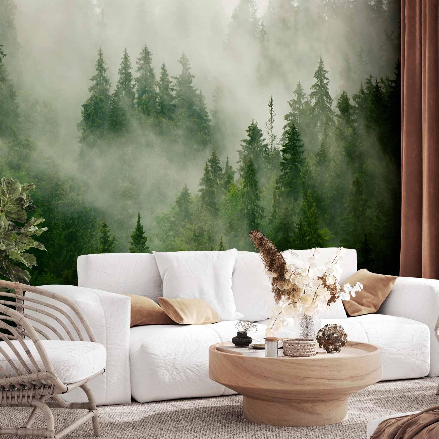 murando Carta da parati Foresta Nebbia 500x350 cm Fotomurali in TNT Murale alla moda Decorazione da Muro XXL Poster Gigante Design Cameretta Carta per pareti Natura Paesaggio scandinavo c-B-0533-a-b