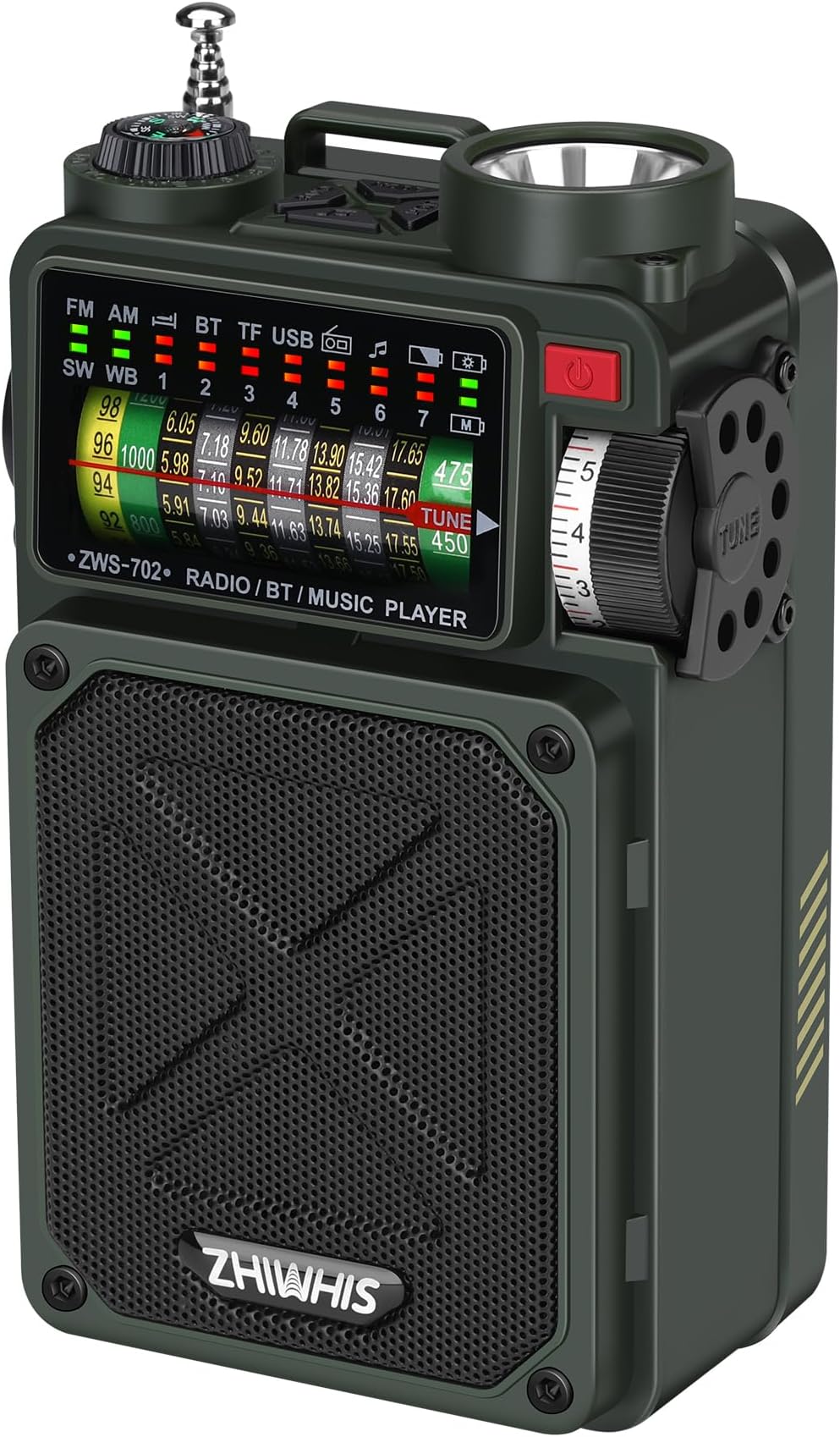 ZHIWHIS Shortwave Radio with Bluetooth, AM/FM/SW/WB