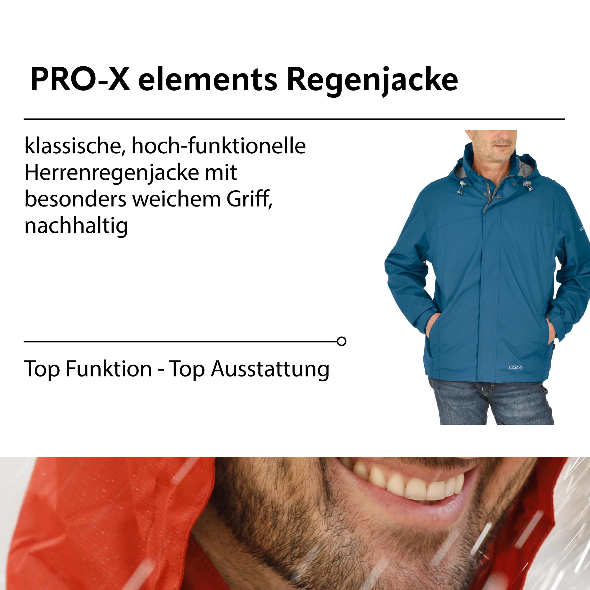 PRO-X elements Funktionsjacke Herren MERAN I Regenjacke mit verschweißten Nähten, Unterarmbelüftung inkl. Packsack I Atmungsaktiv, wasser- & windfest