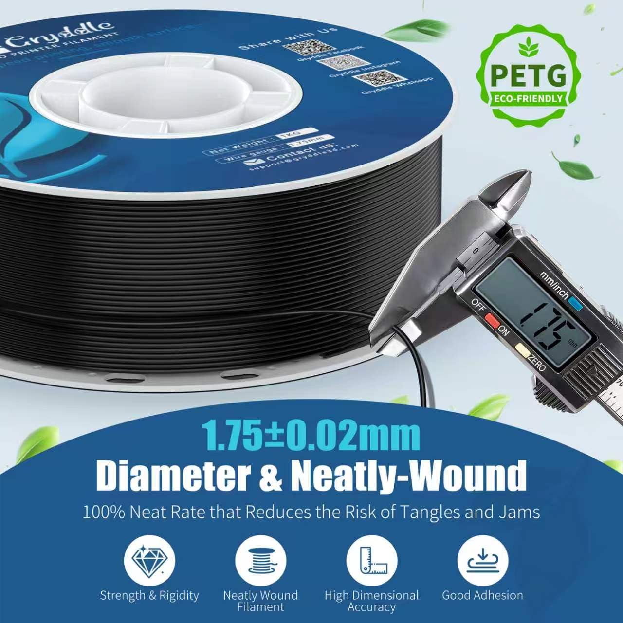 PETG-Filament, 14 kg, Farbmix-Bundle – 14 Rollen, 1,75 mm ±0,02 mm, hohe Präzision, hohe Zähigkeit und Hitzebeständigkeit, kompatibel mit FDM-3D-Druckern
