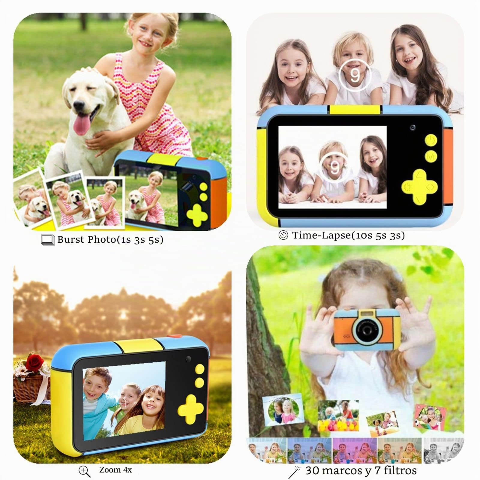 Camara Fotos Infantil 24MP 1080P FHD Video Cámara 2.4” IPS Selfie Cámaras Digitales para Niños con Tarjeta de 32G, Zoom, Camara Fotos Infantil Regalos de Juguete para Niños