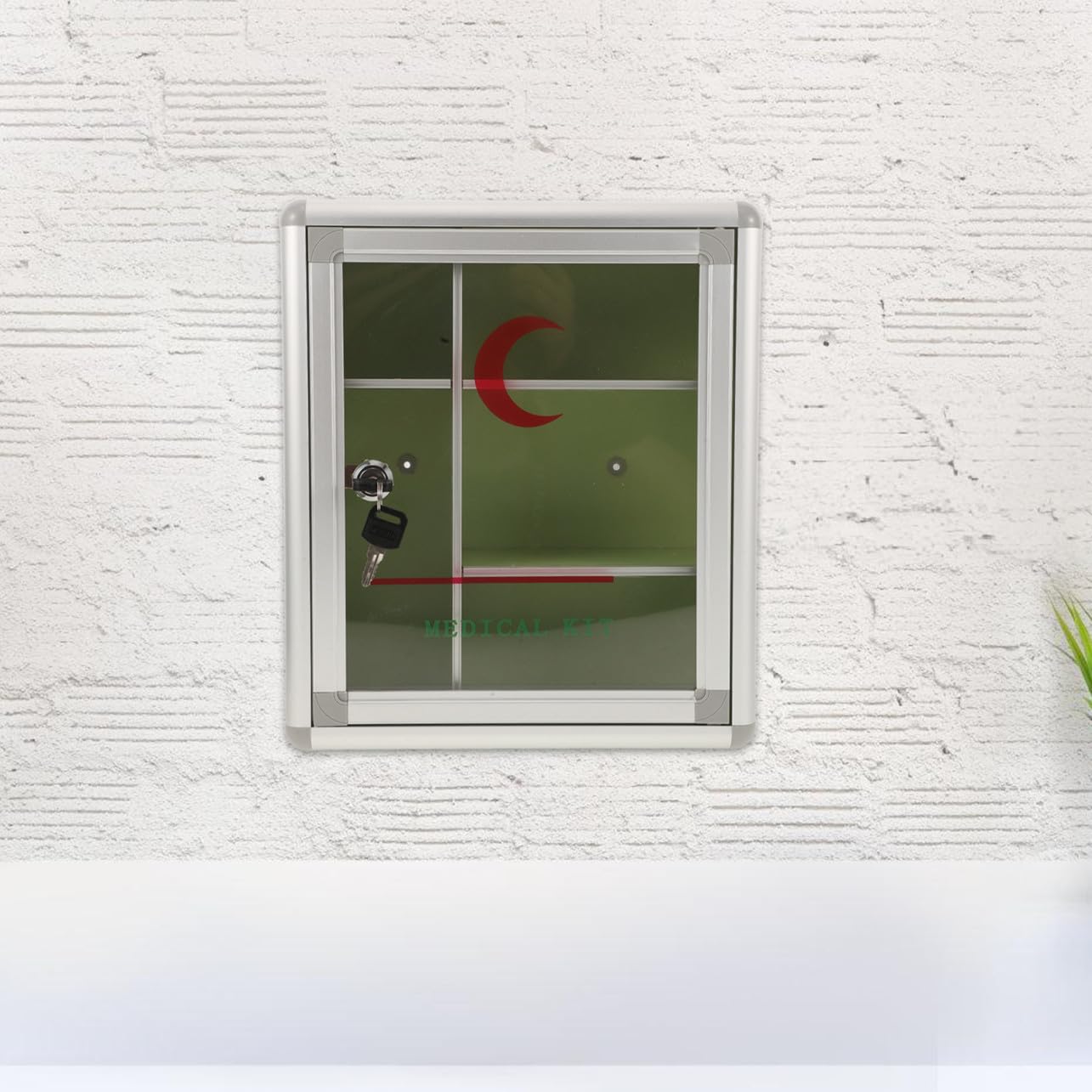 Amosfun 1 Juego Botiquín De Pared Contenedor Cerrable De Botiquín con Cerradura Organizador De Botiquin Tablero De Densidad y Aleación De Aluminio.