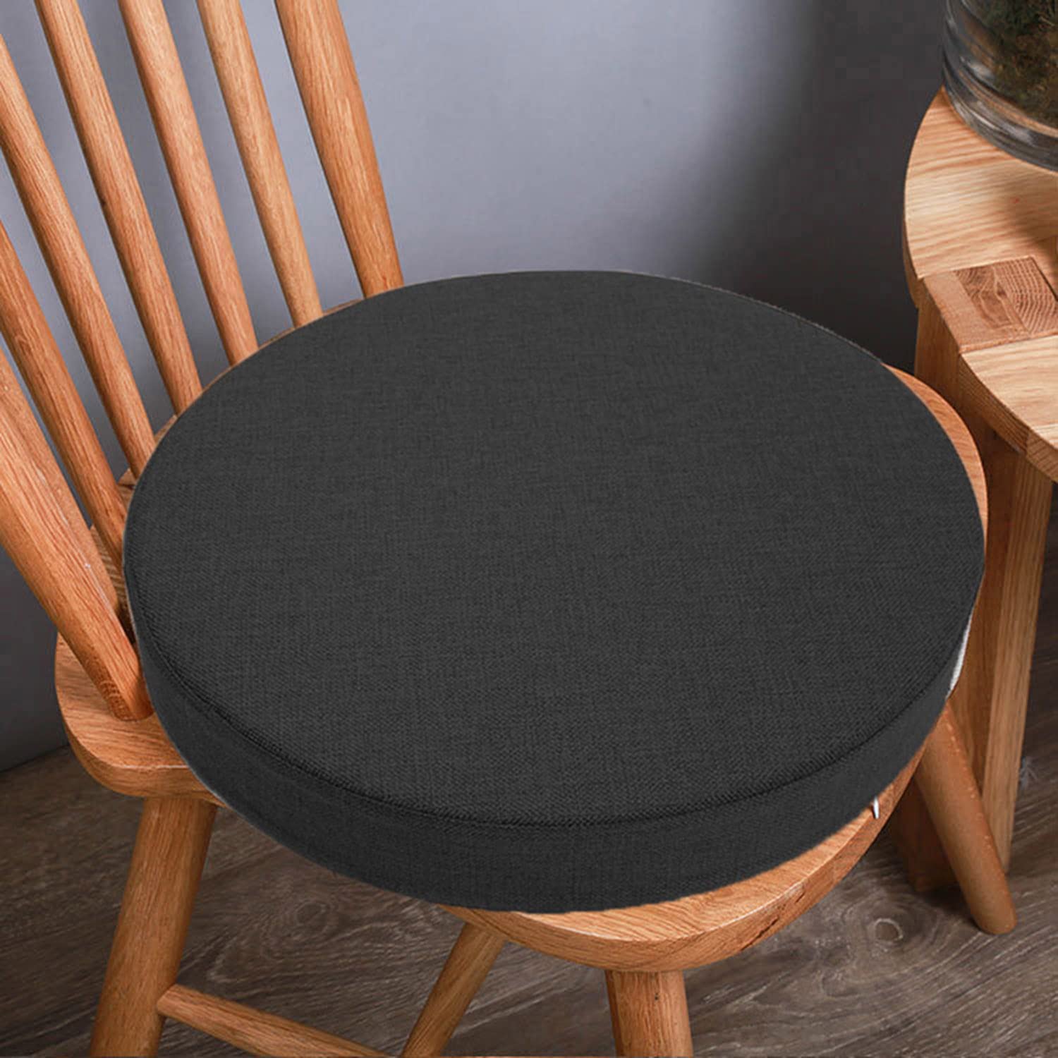Waigg Kii Thicked 3/5/8cm Chair Pad Cushion,Dining Chair Cushions Seat Pad Round 40/45cm Soft Chair Pads for Indoor Office Patio Garden (35x35x5cm,Black)