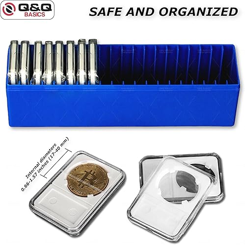 Miniatura 7 de Q&Q BASICS Caja de almacenamiento organizador de monedas para 20 losas PCGS NGC certificadas, soporte para monedas, color azul