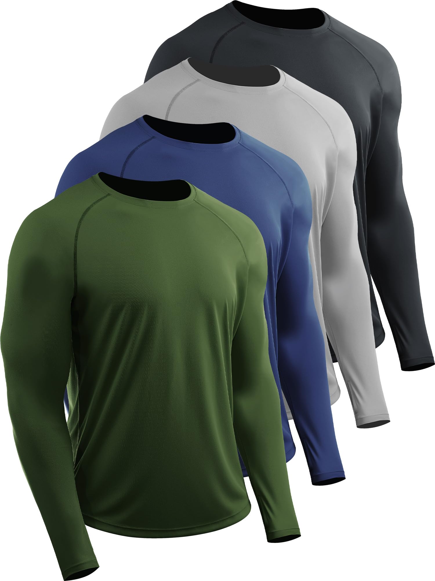 CADMUSMen's Hiking Workout Shirts, UPF 50+, Thumb Holes, Rash Guard,Fishing,Running, Athletic Long Sleeve,1 or 4 Packs
