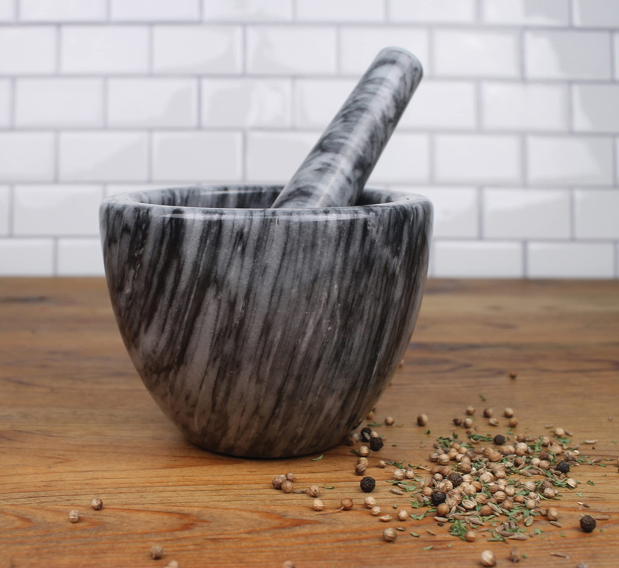 RSVP International Marble Mortar & Pestle Mano de mortero, Gres, Mármol Gris