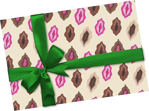 Miniatura 3 de Papel de regalo con patrón de vagina, papel de regalo de despedida de soltera NSFW, decoración de fiesta sexual (una hoja de 20 x 30 pulgadas)