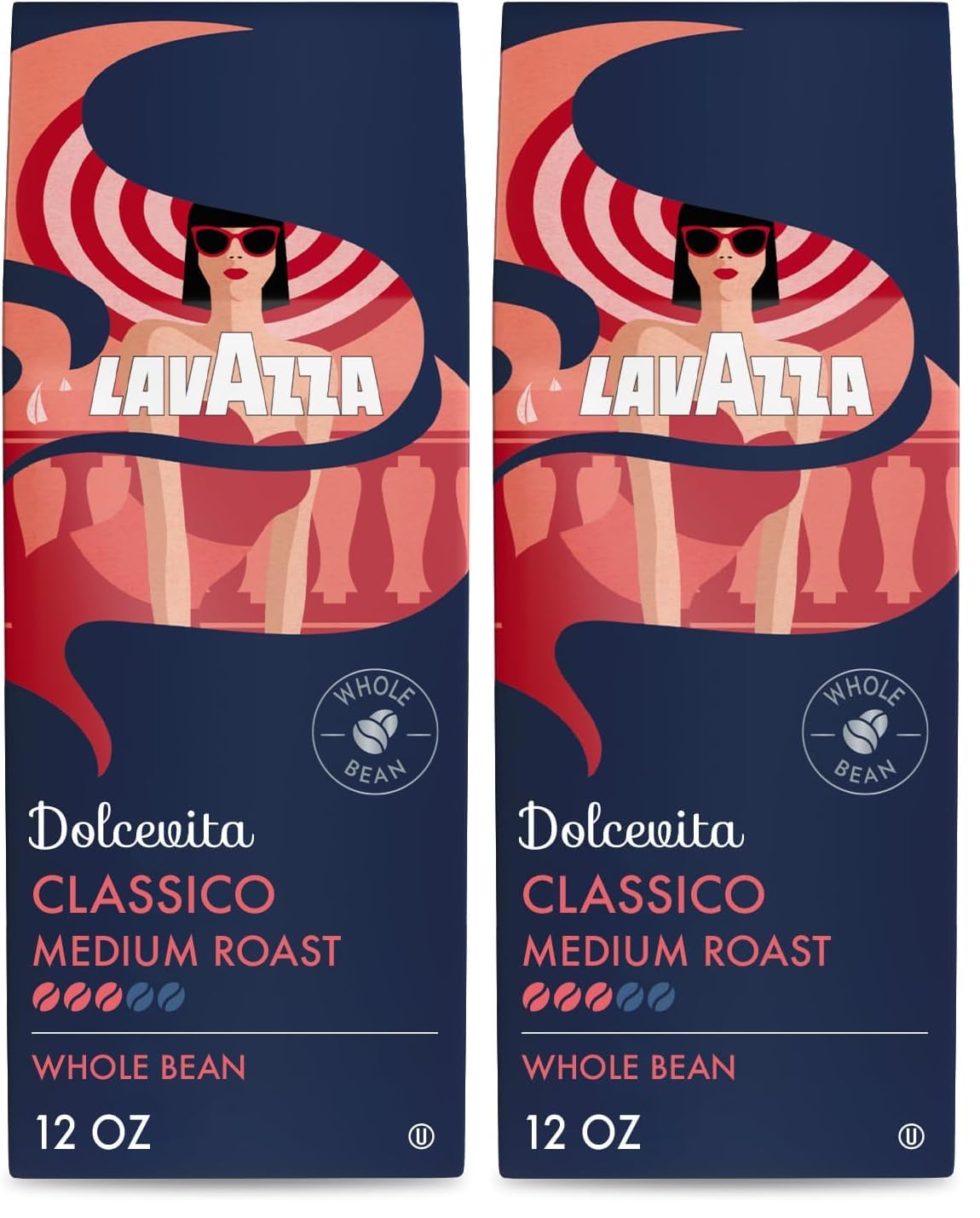 Dolcevita Classico 12oz Bag by Lavazza – 12 Ounce (Pack of 2), Pack of 2, Model Whole Bean Coffee