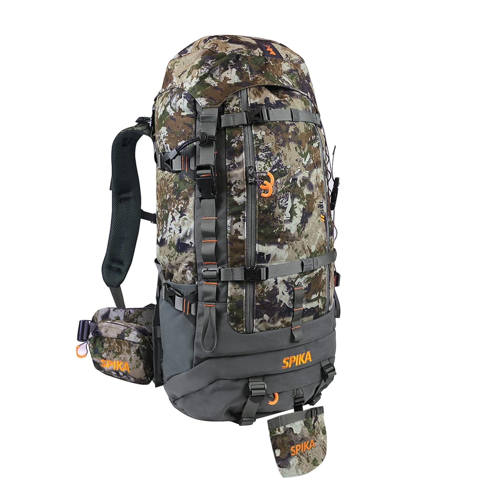 SPIKA Hunting Backpacks for Men, Meat Hauler Frame Pack with Rifle Holder, 40L/80L Extendable + Capacity for Bow Rifle Gun