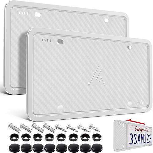 Vista 11 de Aujen Marcos de silicona para matrícula, paquete de 2 soportes negros de apertura lateral con fácil instalación, marco de matrícula sin 2 Pack negro