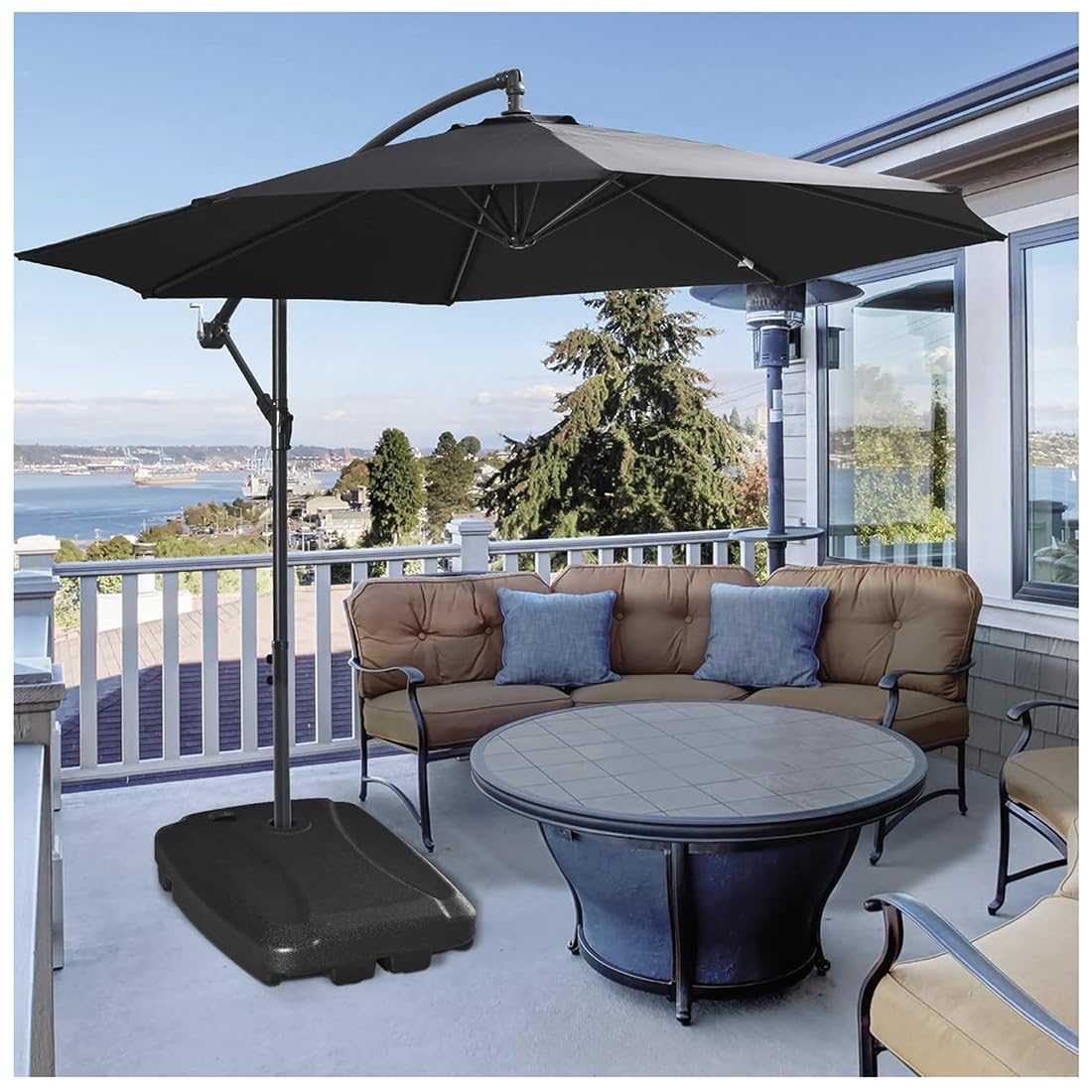 Acomoda Textil – Base de Sombrilla Rellenable con Agua o Arena Estable y Resistente para Terraza, Patio y Jardín. Pie Sombrilla Firme y Transportable para Parasol. (1 Pieza, 60L)