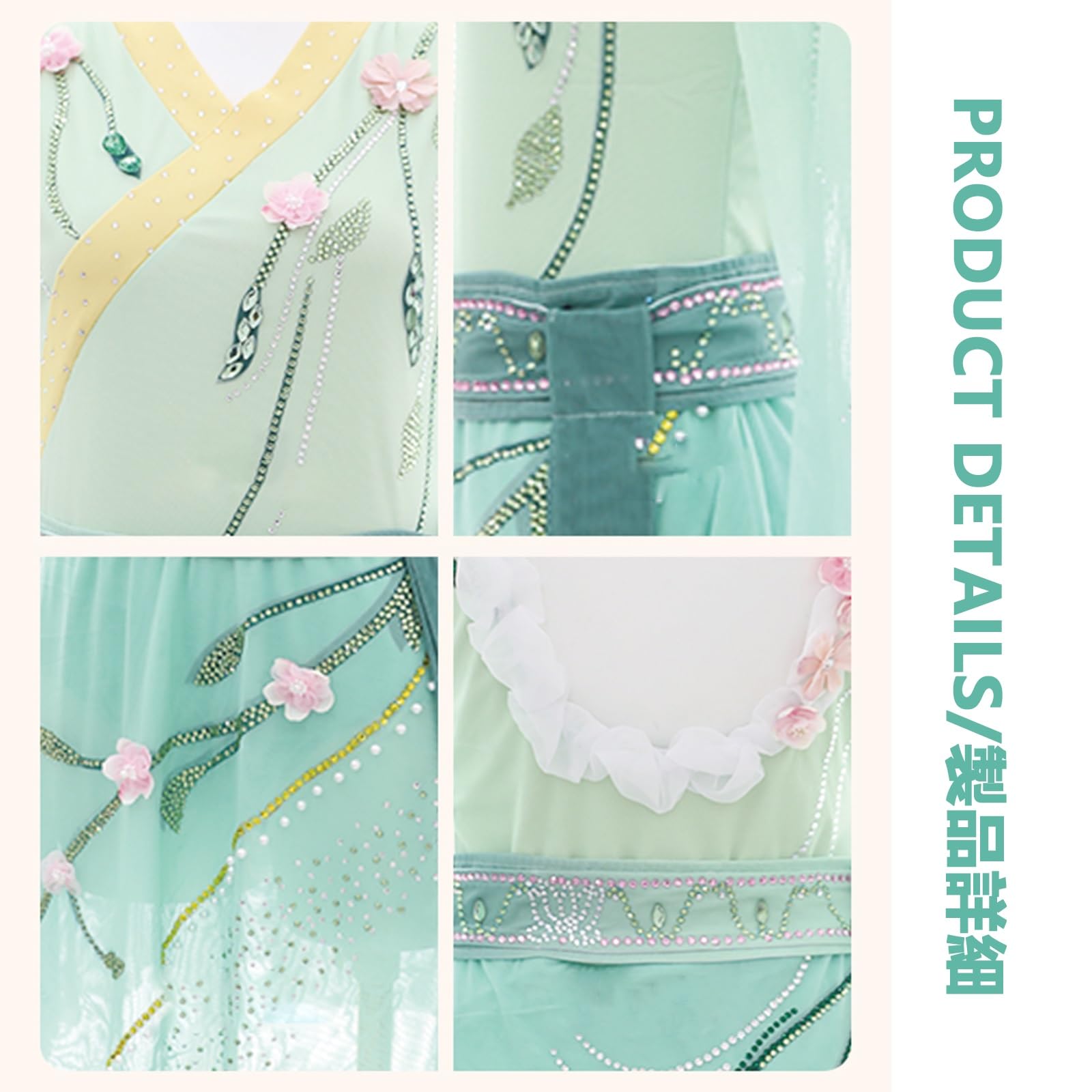 Vestido De Patinaje Artístico for Niña, Leotardo De Manga Larga Con Diamantes De Imitación for Entrenamiento De Práctica De Patinaje Sobre Hielo