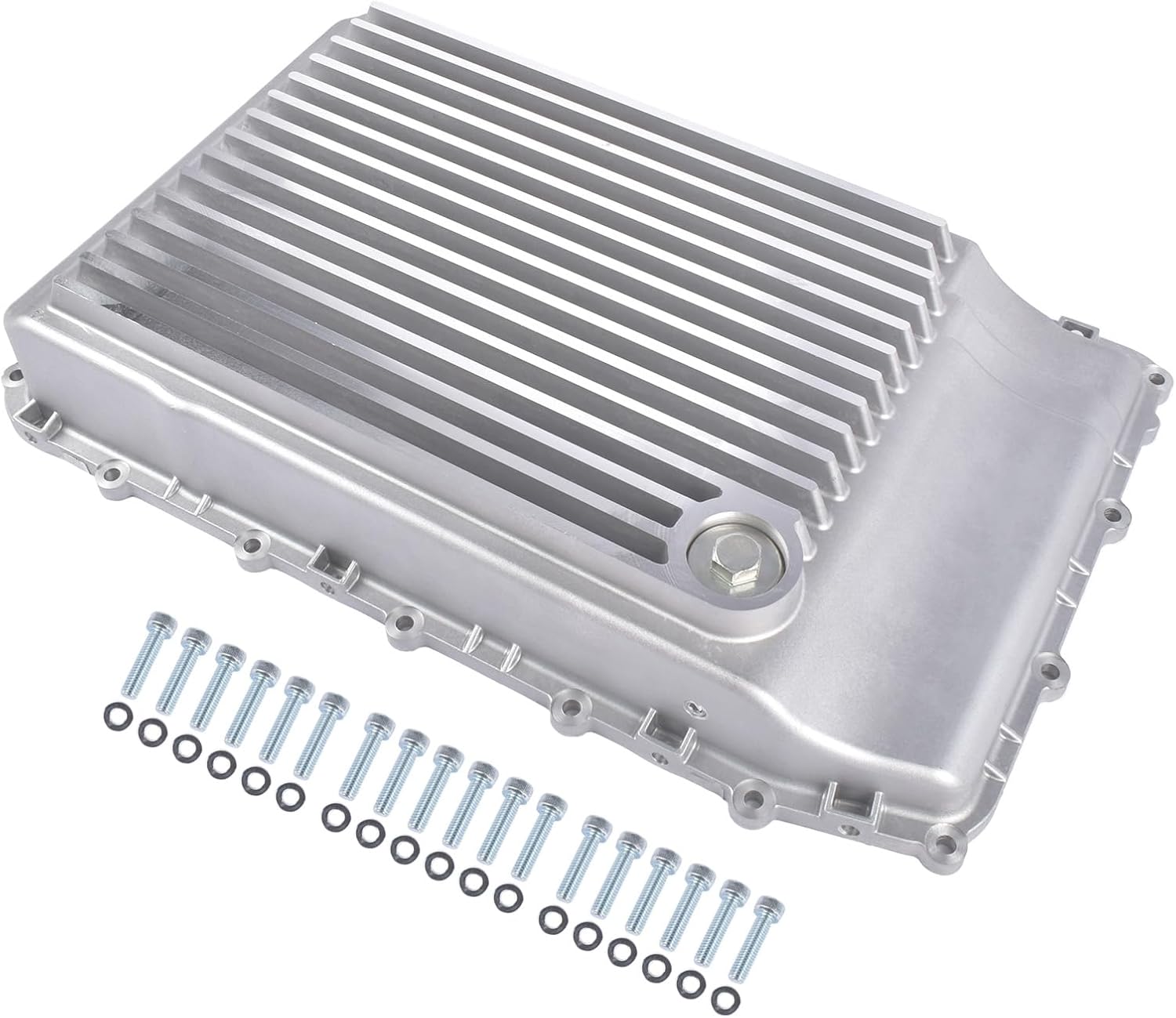 328053200 10R80 Heavy-Duty Cast Aluminum Shallow Transmission Pan (Raw) Replacement for Ford 2017-UP F150, 2019-UP Ranger and 2018-UP Mustang Mustrod