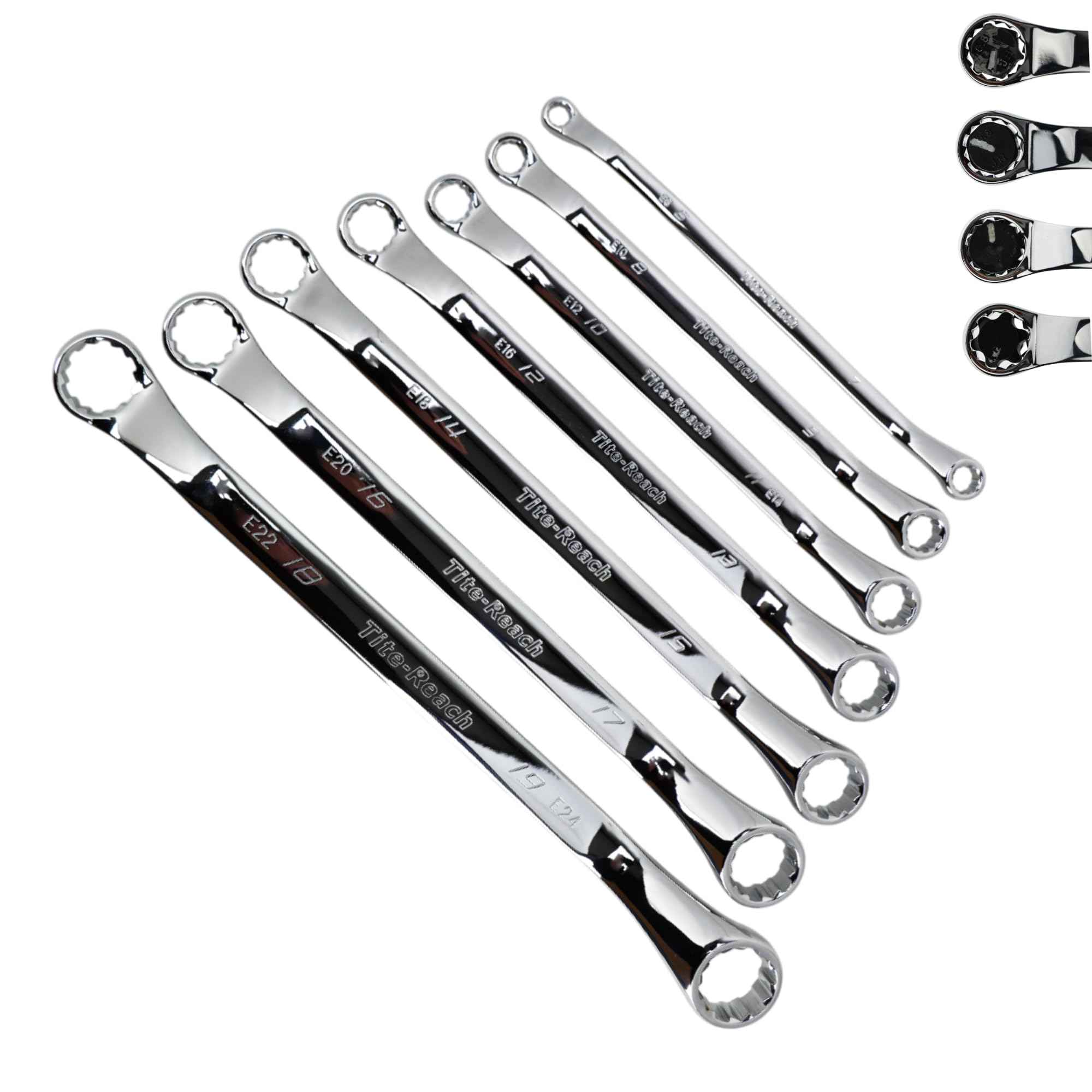 TITE-REACH EveryBolt 7pc Metric Wrench Set – 45 Degree Offset Bolt Extractor Wrenches