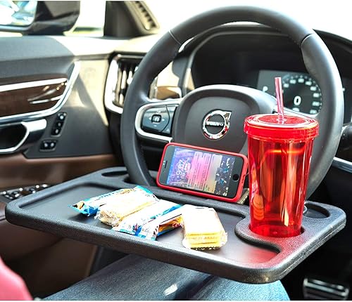Miniatura 5 de Bandeja para volante para alimentos, mesa de automóvil, bandeja de viaje para niños, bandejas de asiento de escritorio de automóvil para comer,