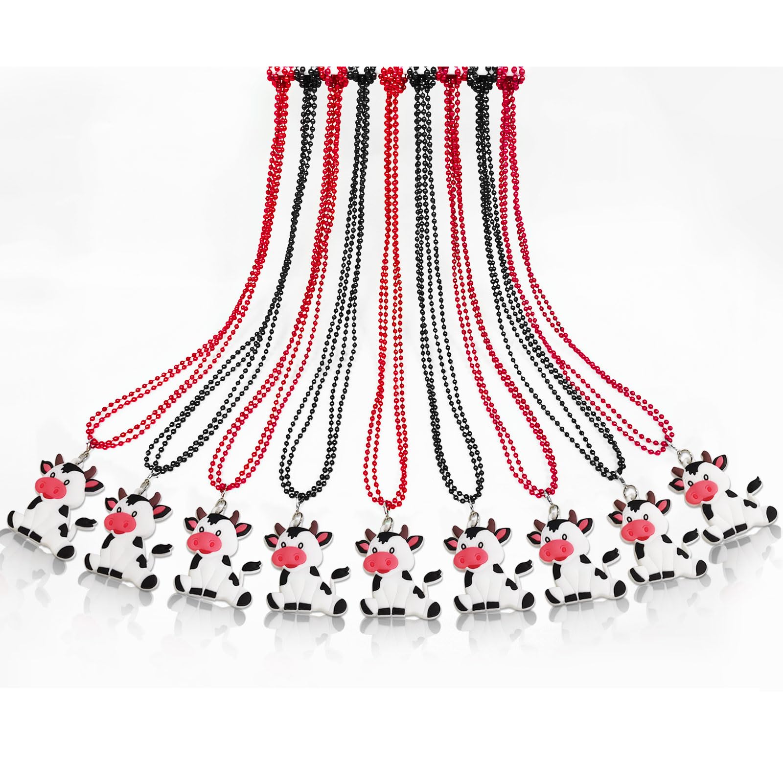 CiciBear 24 Pack Cow Necklace Party Favors with Mardi Gras Beads for Cow Farm Animals Party Favors, Home Decorations, Festivals, Wedding, Birthday Celebrations