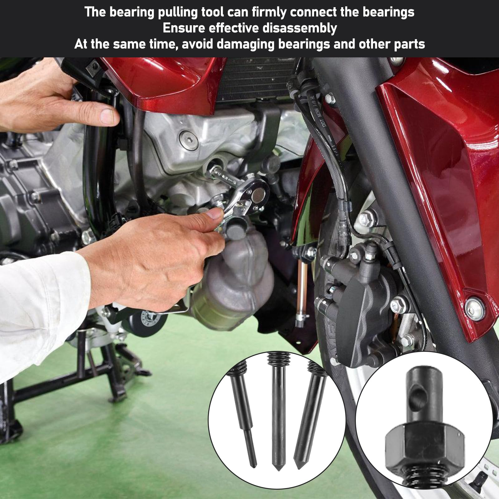 Set di 12 estrattori per cuscinetti interni, 9 – 23 mm, per moto, per cuscinetti interni, per moto, moto, con 5 clip aperte, estrattore interno, cuscinetto a sfera