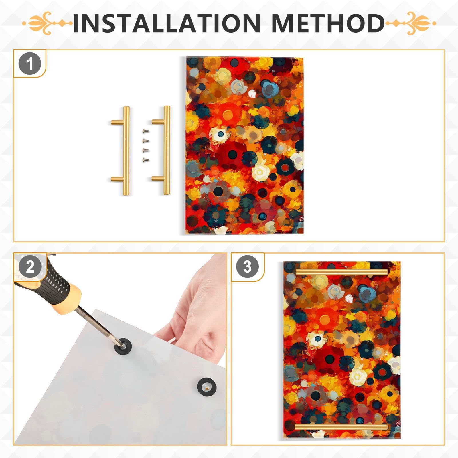 NFMILI Colorful Pattern Vanity Tray Rectangle Acrylic Bathroom Tray Serving Trays for Centerpieces Modern Home Decor for Kitchen Bathroom Bedroom Living Room 7.9 × 11.8 in