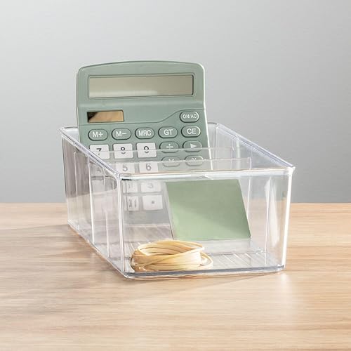 Miniatura 7 de mDesign Organizador de plástico de 4 secciones para escritorio, armario, cajón o armario, organizador de escritorio o organizador de cajones para