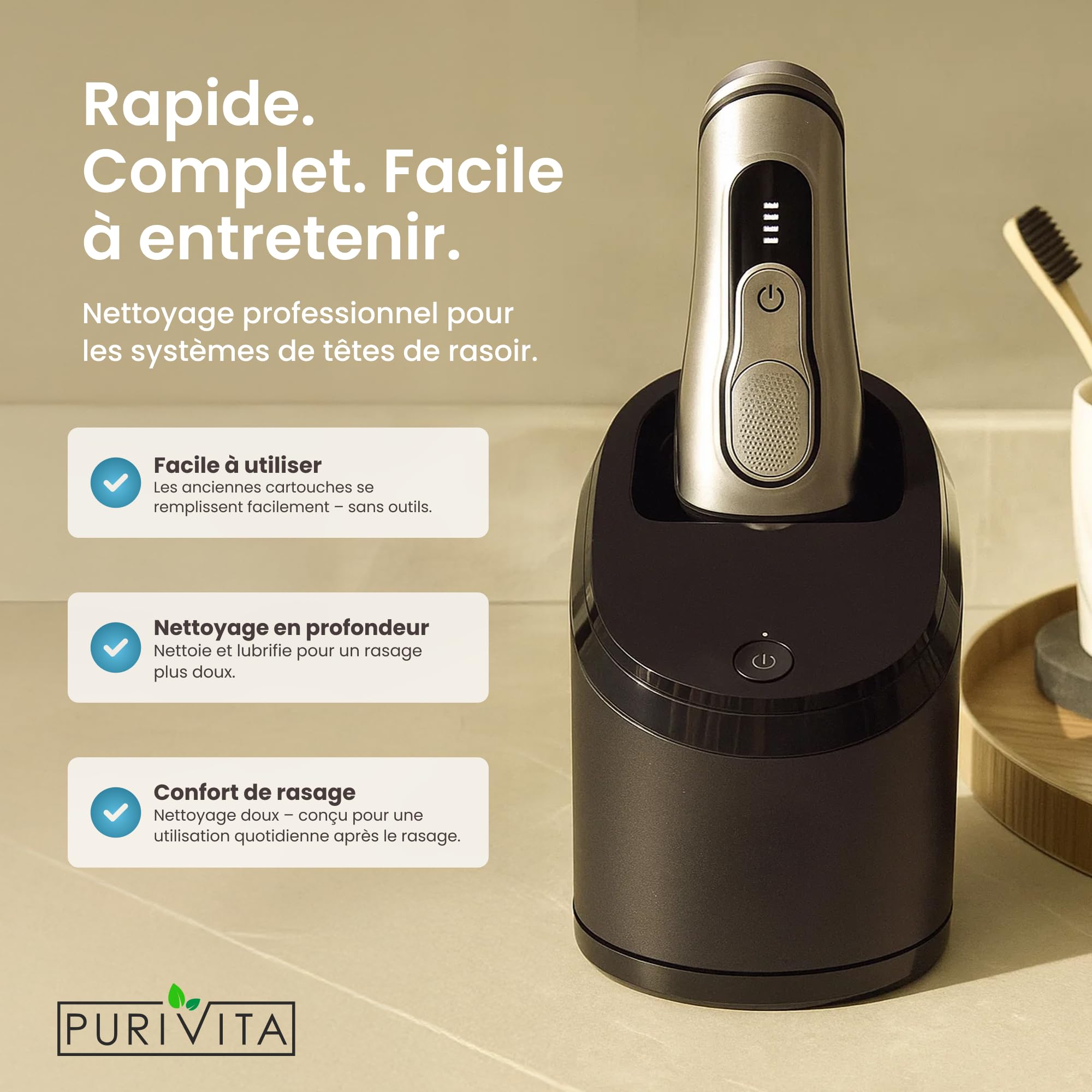 Purivita - Nettoyant Rasoir 3000 ml - Compatible avec Braun et Phillips - Liquide de remplissage
