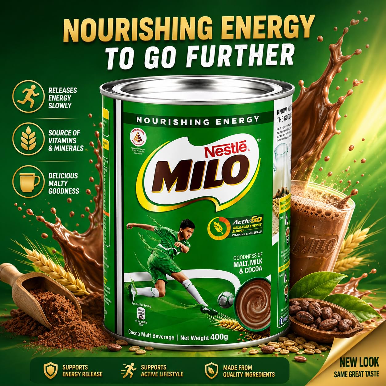 Milo Bebida Instantánea de Chocolate (África) Paquete de 1 x 400 Gr 400 g
