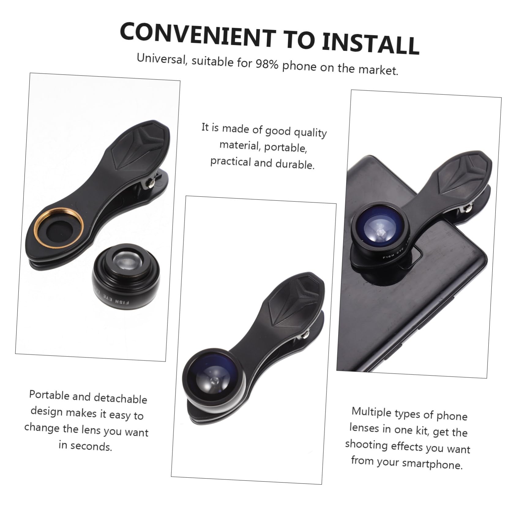 Kit Obiettivi per Telefono Clip Obiettivo Grandangolare Professionale e Obiettivo Macro per Cellulare Portatile per Effetti Speciali e Riprese Ravvicinate
