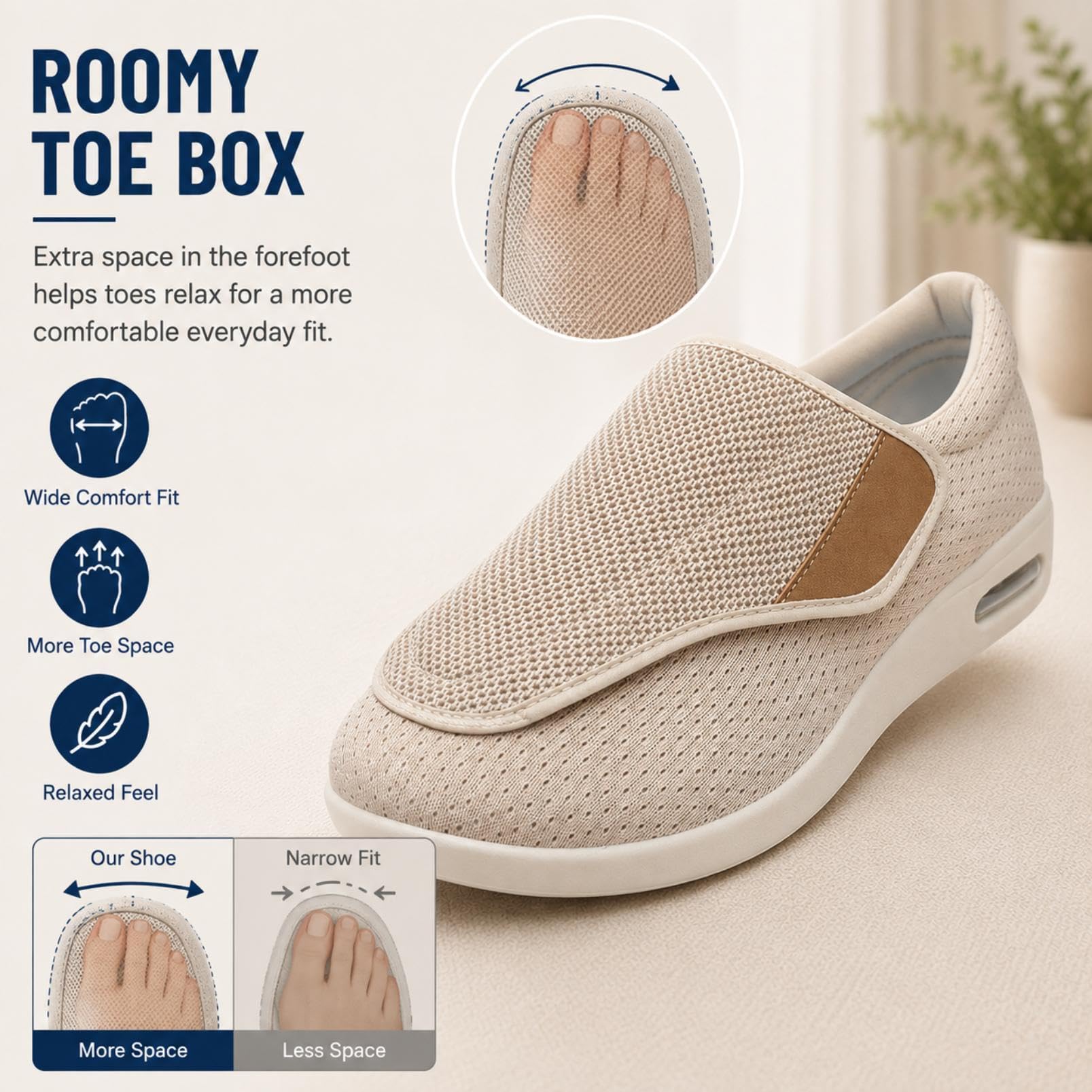 Generisch Diabetic Slippers Extra Wide Diabetic Shoes Arthritis Edema Swollen Feet