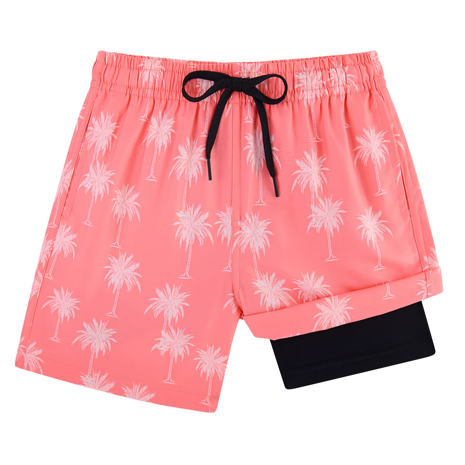 Cozople Boys Swim Trunks with Boxer Brief Liner Compression Swimwear Quick Dry Swim Shorts Bathing Suits 7-20 Years