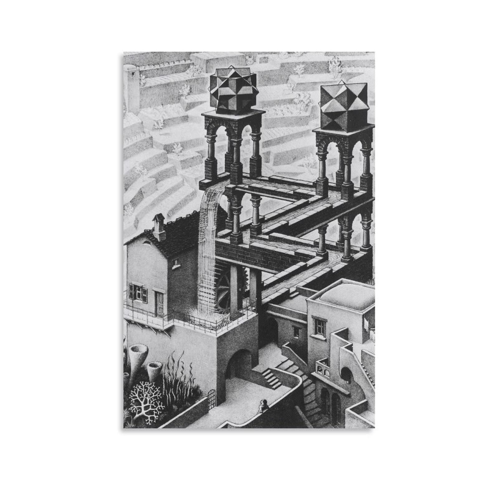 Huihuo Unframe-Style Mc Escher Posters Paintings Painting On Canvas Wall Art Poster Scroll Picture Print Living Room Walls Decor Home Posters 12X18inch(30X45cm)