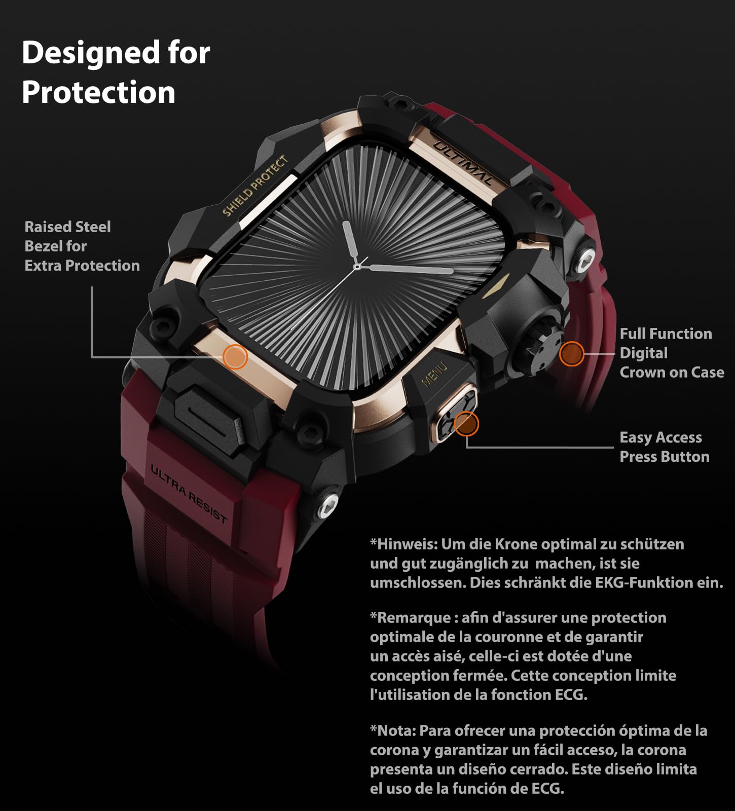 ULTIMAL Correa resistente para Apple Watch de 46 mm, compatible con Apple Watch Series 11/10, resistente a los golpes, ideal para hombres y mujeres, correa versátil para iWatch