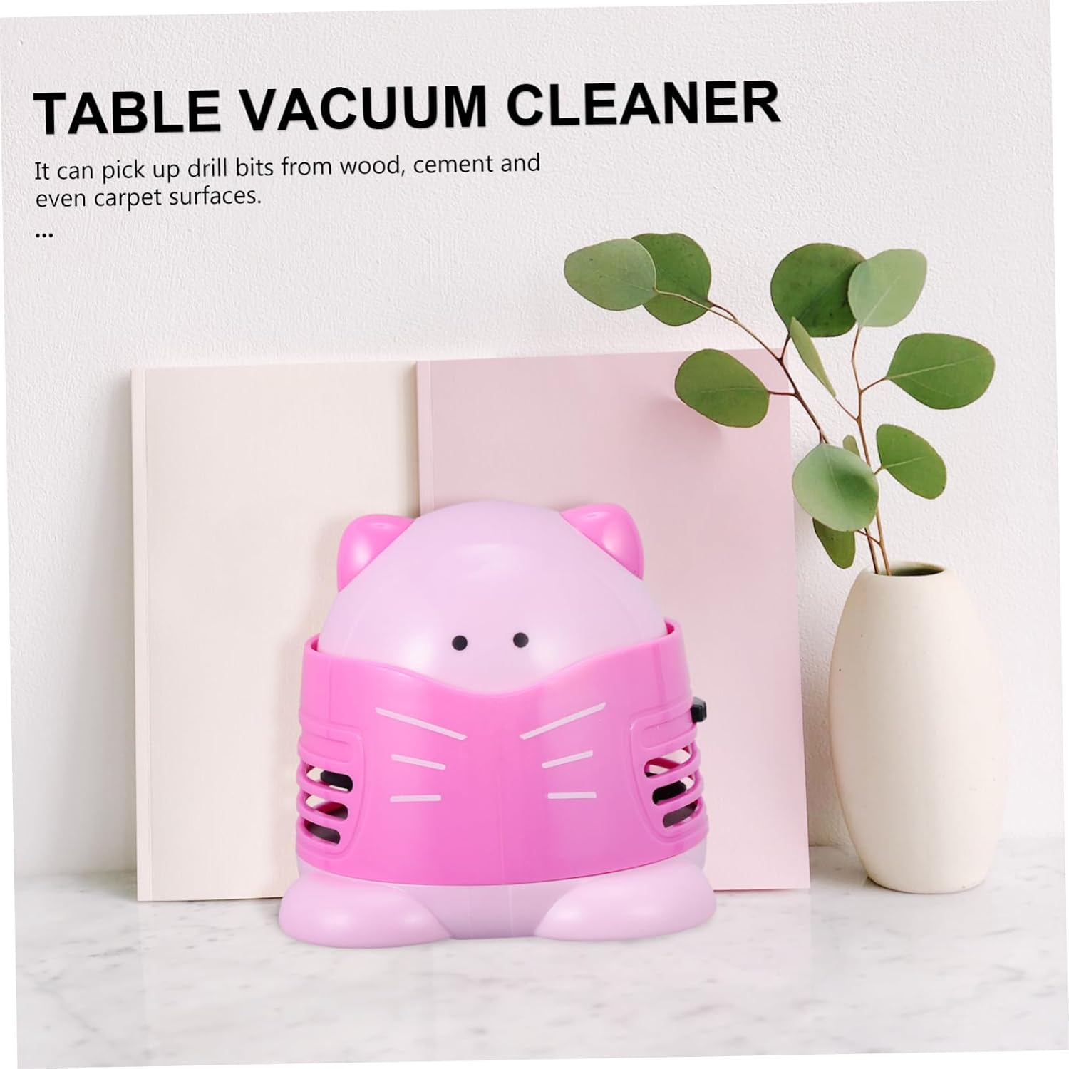 DOITOOL Vacuum Cleaner Dust Collector for Bead Painting Cute Cartoon Cat Desktop Dust Catcher Pink Strong Absorption for Home Office School and Car Cleanup