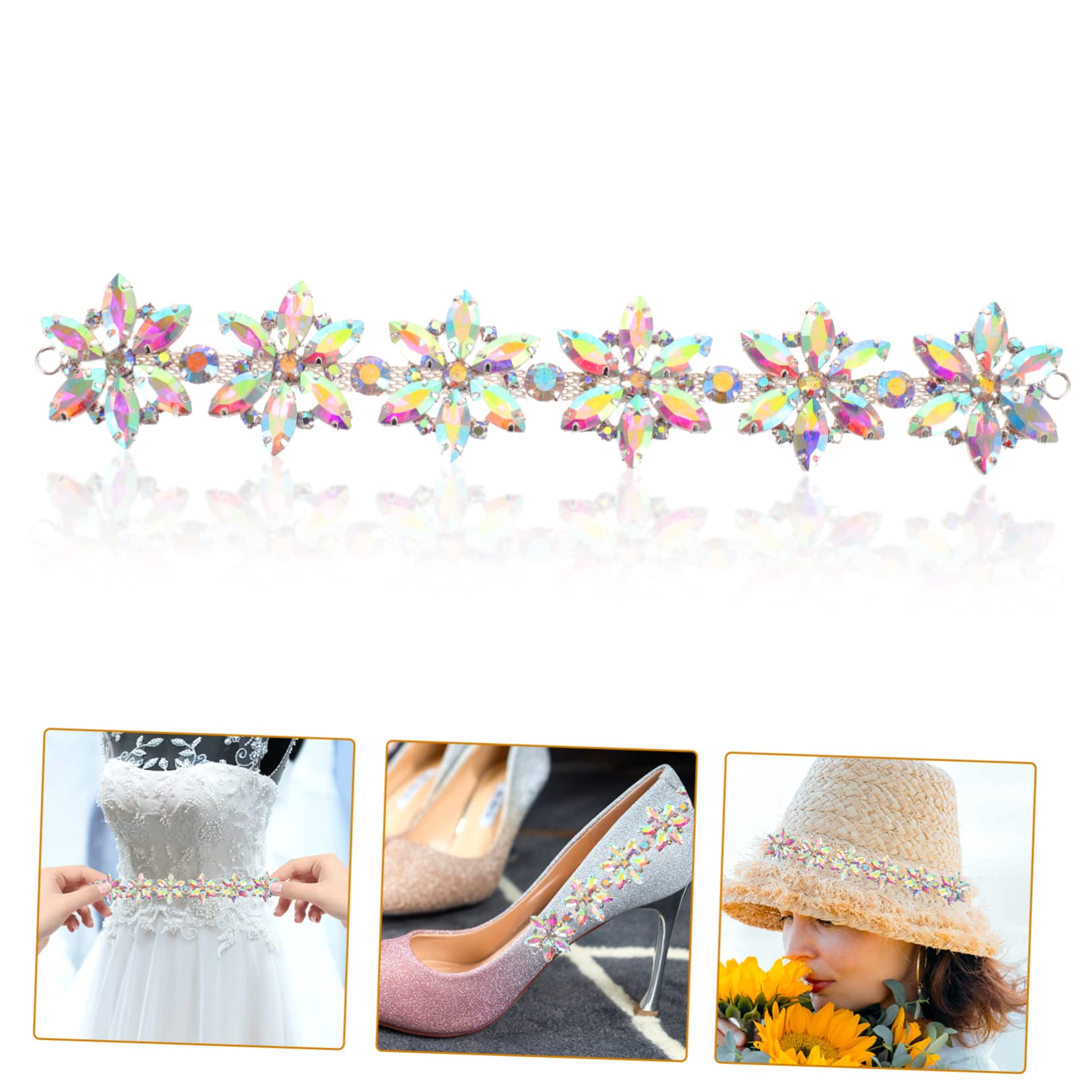 5 Pz catena di fiori di strass hair charms arredamento bianco applique decorativa per cinture da donna cappelli applique di stoffa per matrimoni strass borsa
