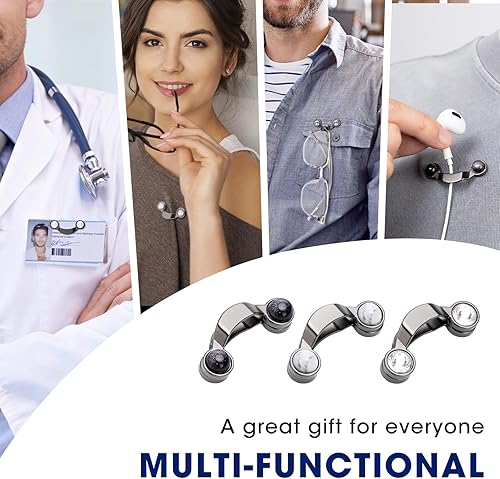 Miniatura 6 de Paquete de 3 soportes magnéticos para lentes con decoración de turquesa, morado, areniscacircón, soporte para insignias magnéticas, soporte para