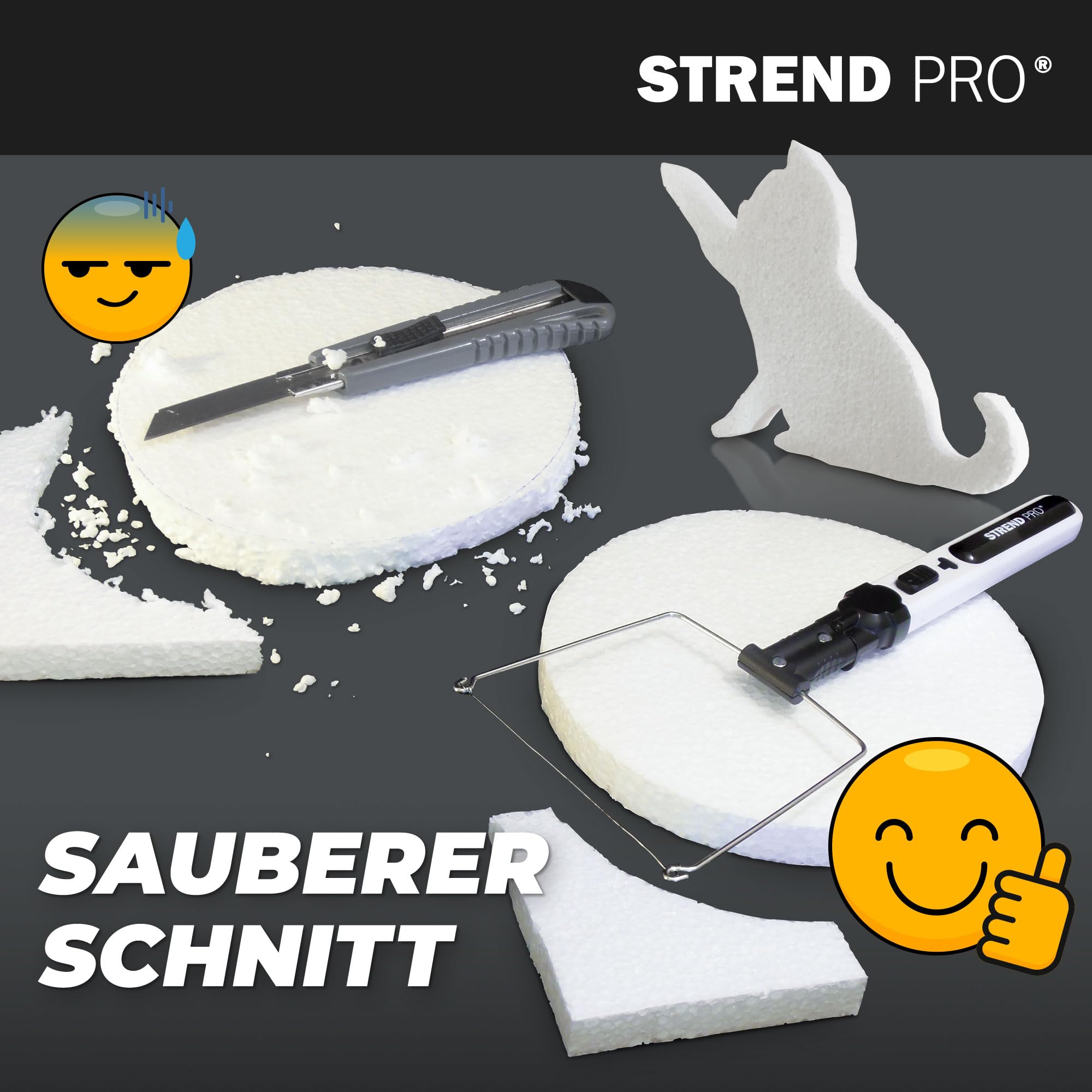 STREND PRO Styroporschneider heißdrahtschneider AKKU | 4-in1 Heißer Draht Styroporschneider 550°C für DIY-projekte | plastik koffer, USB-C, 10m Draht, messer adapters | Styropor schneider
