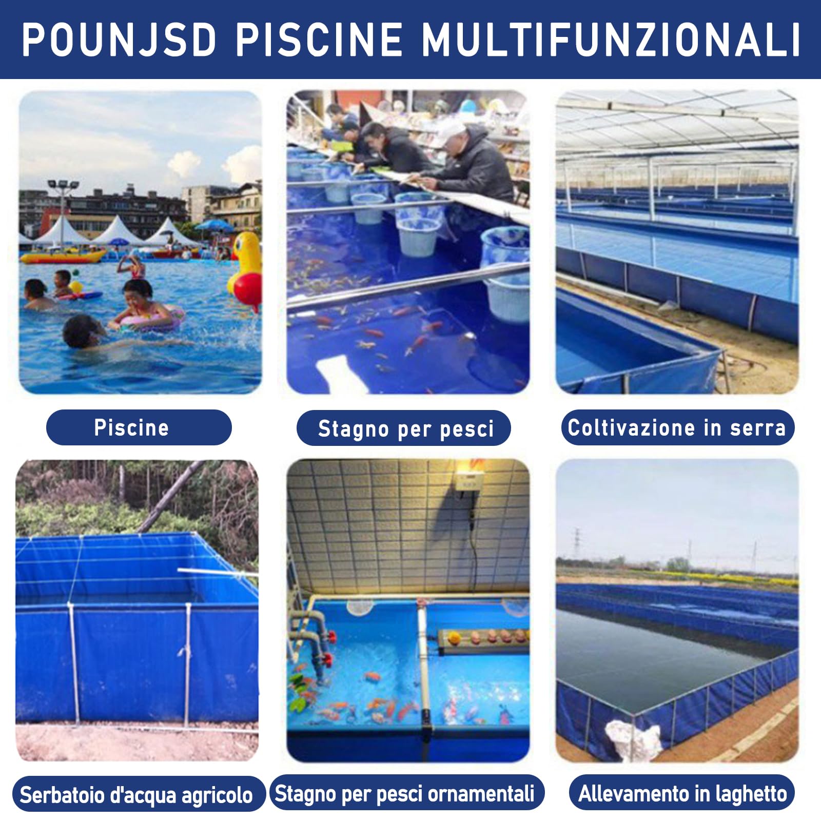 laghetto for pesci stereo con supporto, 2×1m Piscine semplici,Grande Acquario in PVC/Tela,Serbatoio Di Acqua All'aperto Dell'acquario Della Tela,Serbatoio temporaneo per Pesci d'Acqua salata