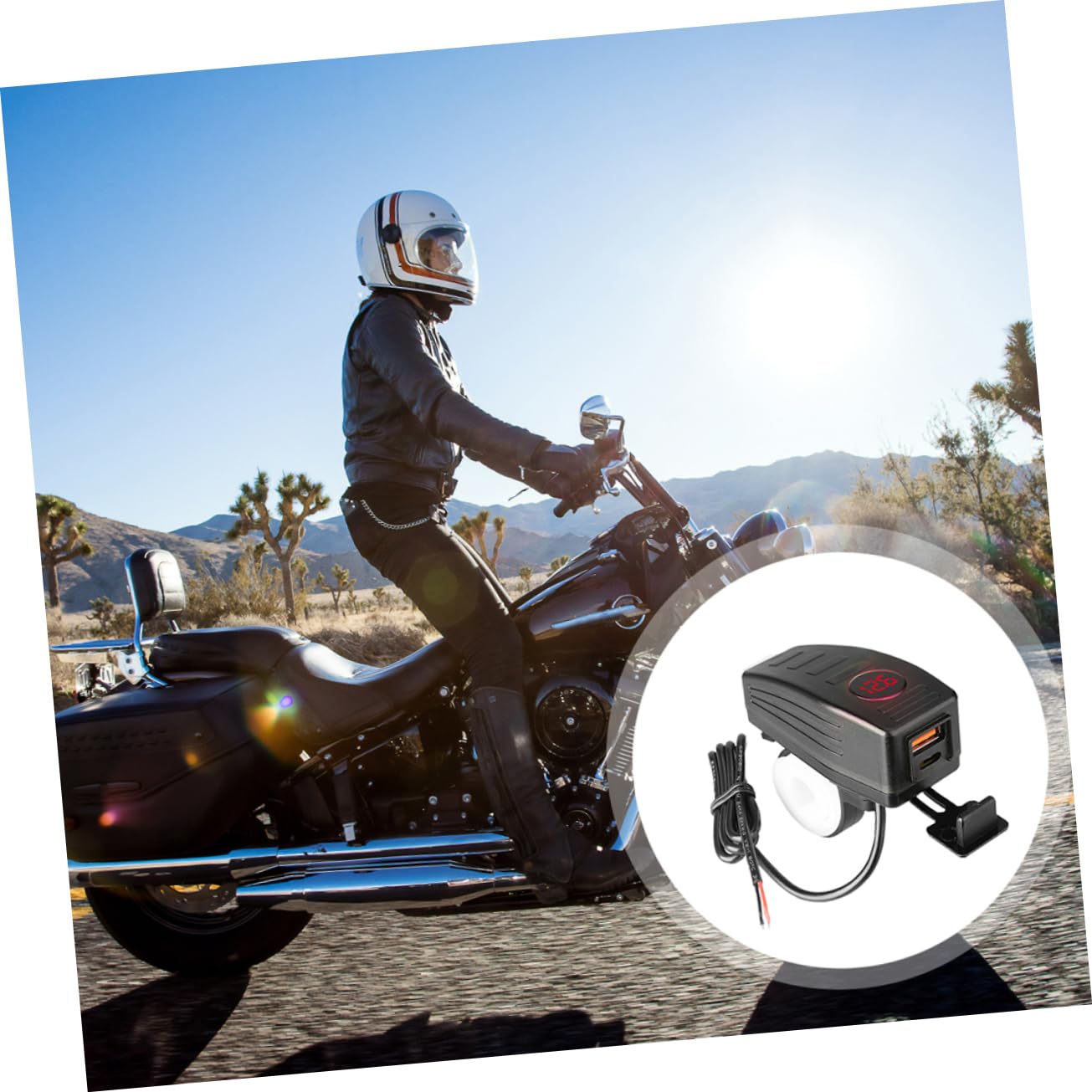 JECOMPRIS Motorcycle Charger 12v/24v 4.2a Dual Port USB Red Light Handlebar Mount Intelligent Voltage Monitoring