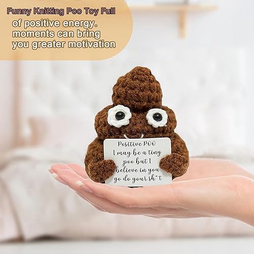 Miniatura 4 de Muñeca de ganchillo Positive Poo, de 3 pulgadas, divertido y lindo juguete de lana creativa, hecho a mano, positivo, para regalos de cumpleaños,