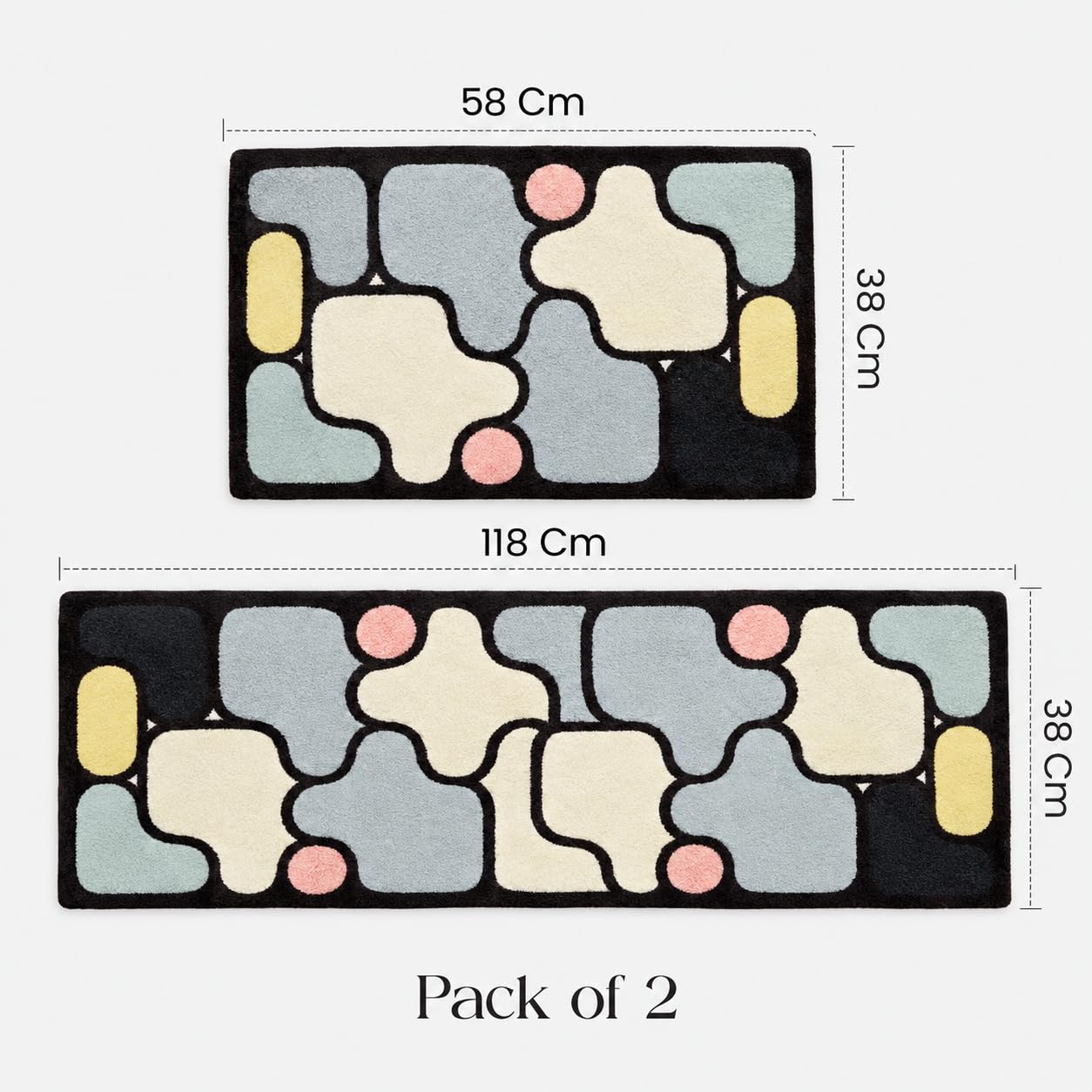 Cloyster Rubber Rectangular Kitchen Mats for Floor Set of 2 Pcs | Non-Skid, Soft Absorbent Rugs for Kitchen, Laundry, and Hallway | 120x40cm, 40x60cm| — Amazon image 2