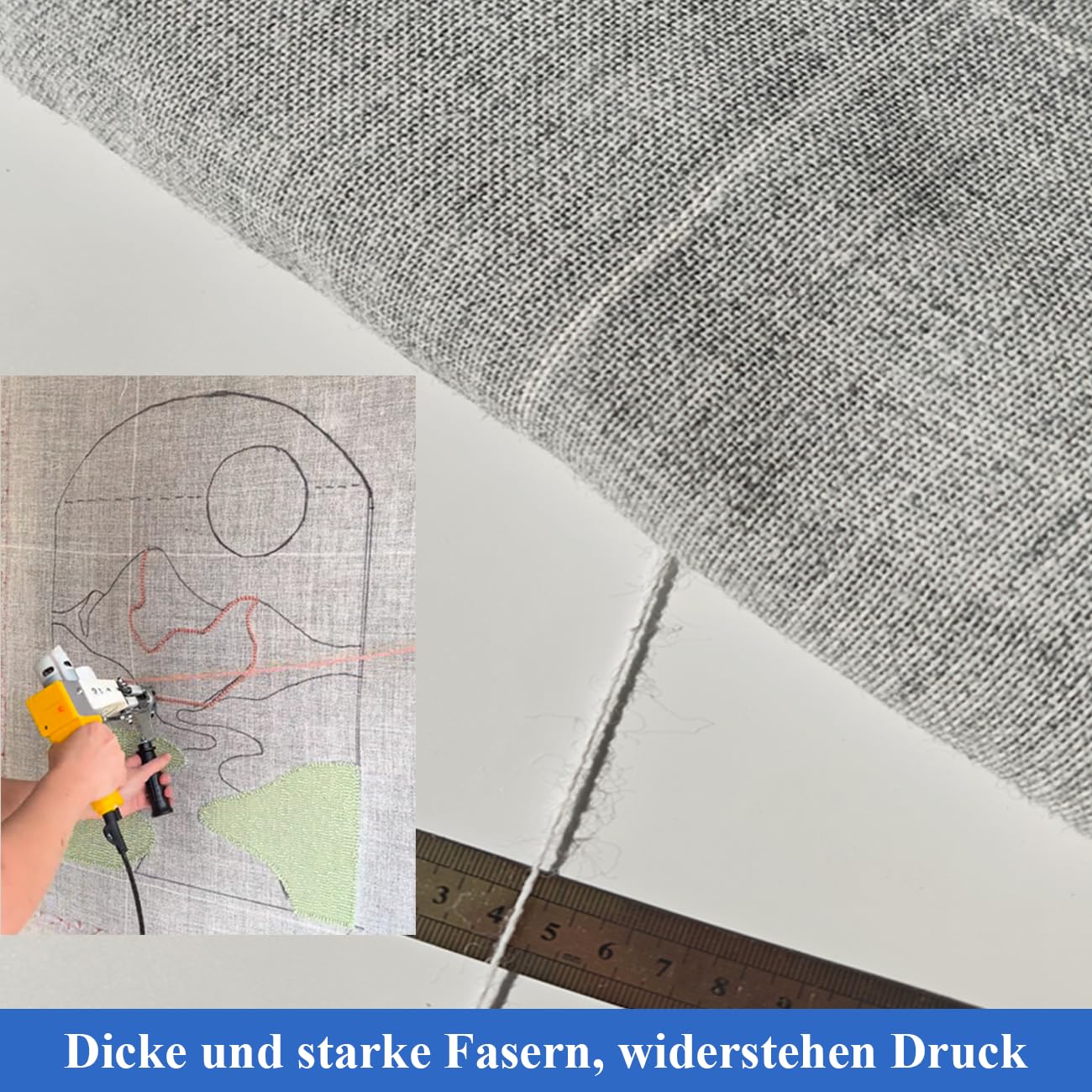 Grauer Polyester-Tufting-Stoff mit Weißem Gitter (220×220CM) | Geeignet für Teppichherstellung, Widersteht Tufting-Druck, Dehnt Sich Gleichmäßig