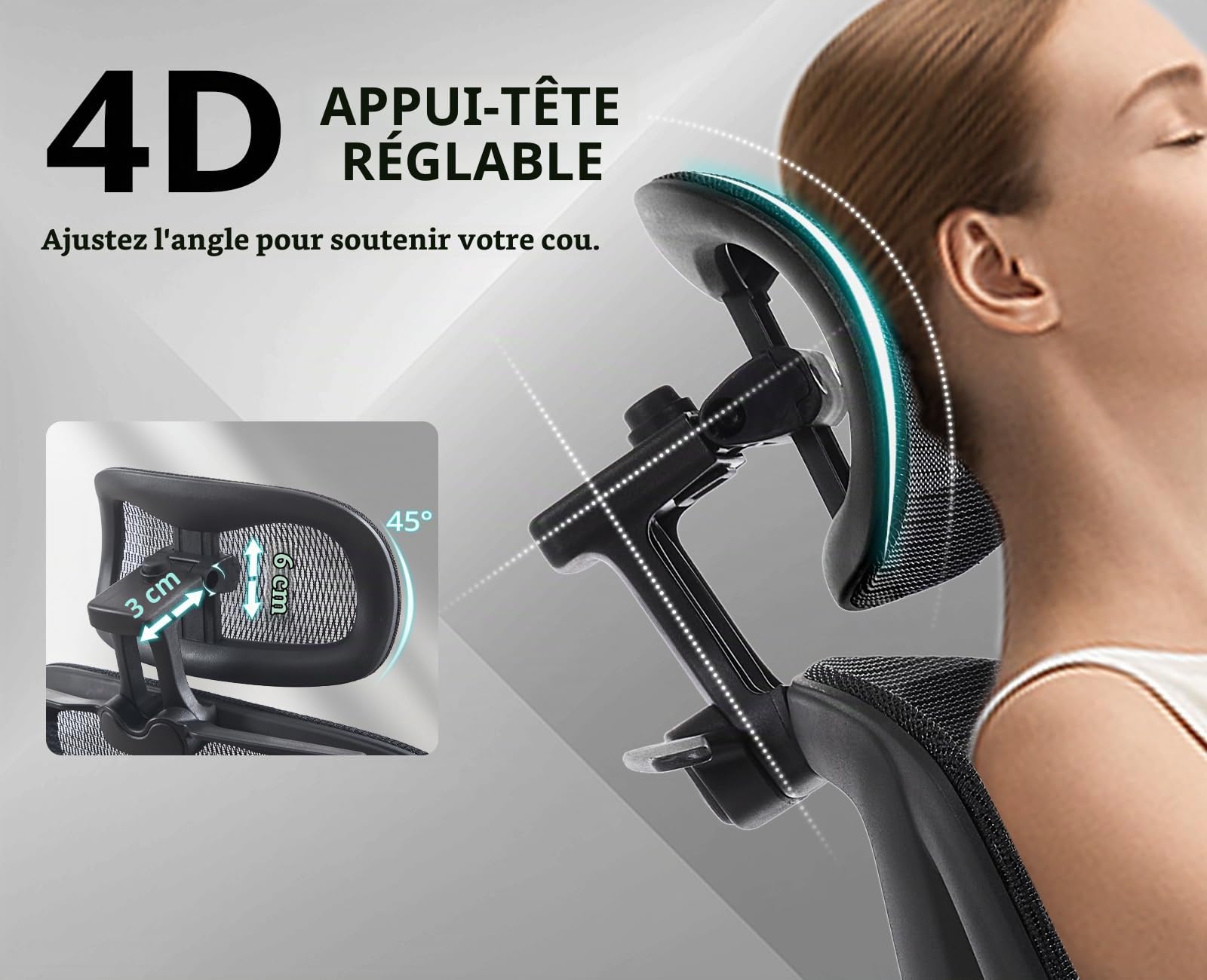 Ya-Home Fauteuil de Bureau Ergonomique en Maille avec Repose-Pieds, Noir